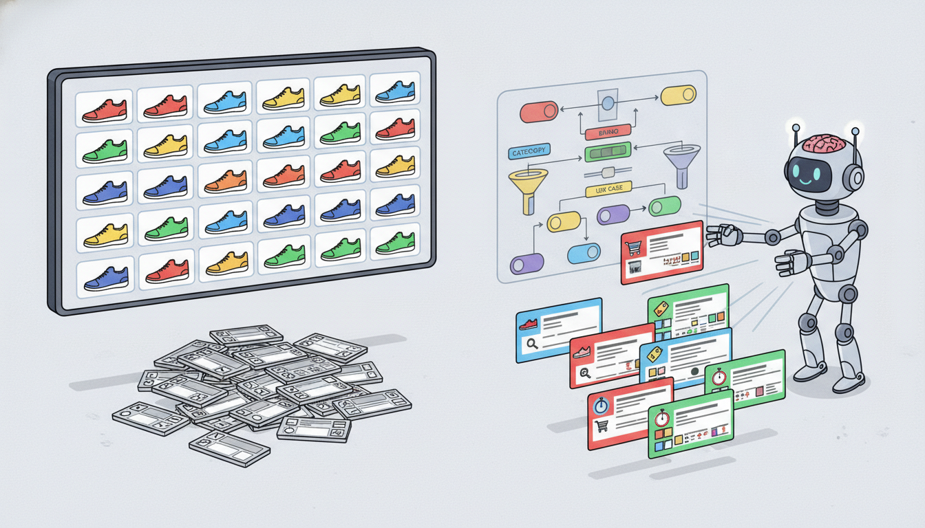 Rule-based AI metadata generation for many product variants in an online store