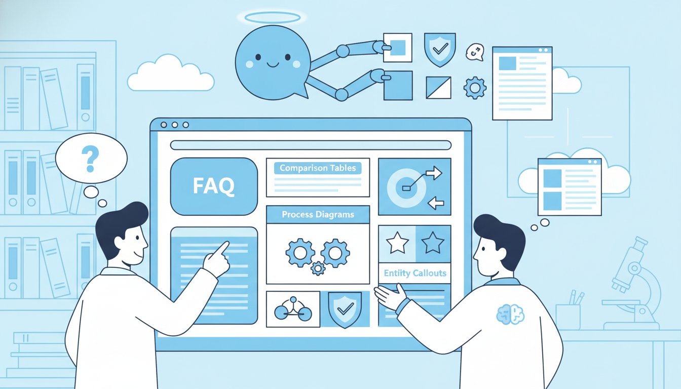 Writer and expert structuring content to improve chances of AI citation